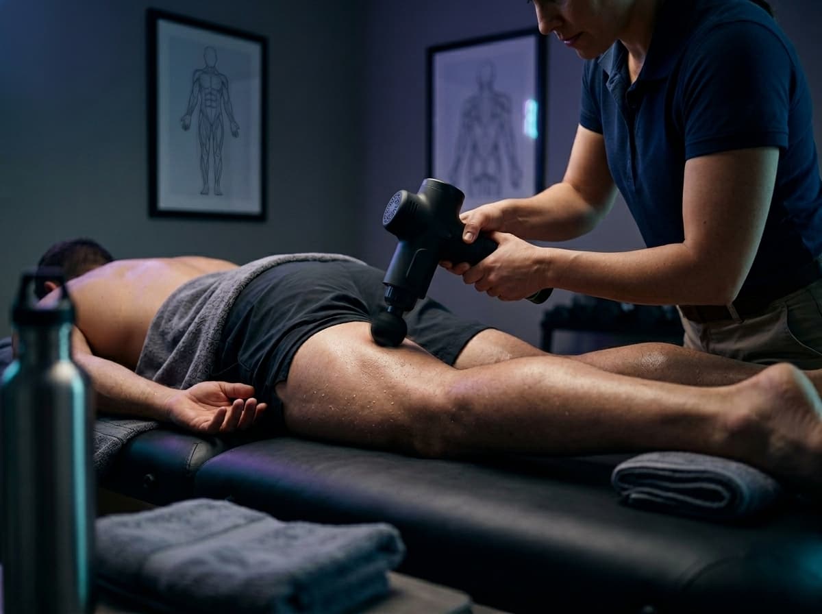 Therapist performing rapid tapping strokes along a client's back