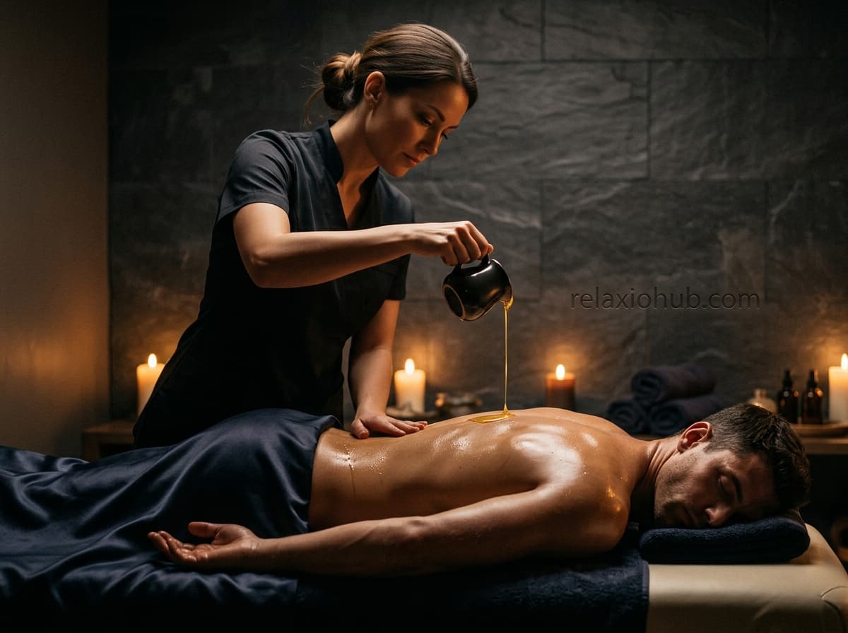 Теплий косметичний віск на шкірі в приватній SPA-кімнаті з м’яким світлом
